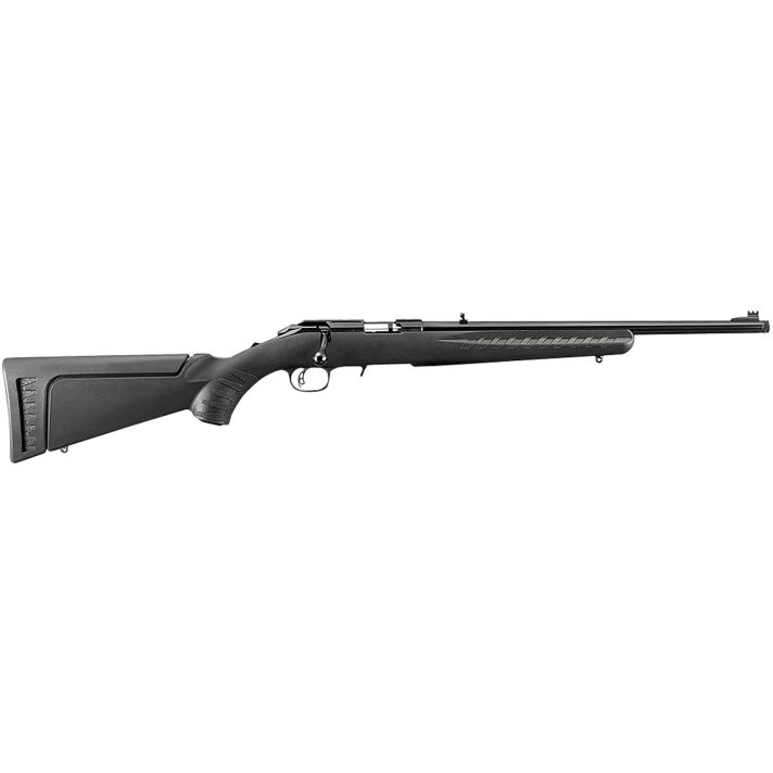 Ruger 8322 American RimfireFull Size 22 WMR 9+1 18" Satin Blued Threaded Barrel, Satin Blued Drilled & Tapped Steel Receiver, Black Synthetic Adjustable Stock, Right Hand