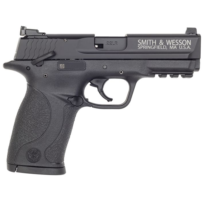 Smith & Wesson 108390 M&P 22Compact Frame 22 LR 10+1, 3.60" Black Steel Barrel, Black Hard Coat Anodized Serrated Slide, Black Polymer Frame w/Picatinny Rail Frame & Grip, Ambidextrous, Thumb Safety