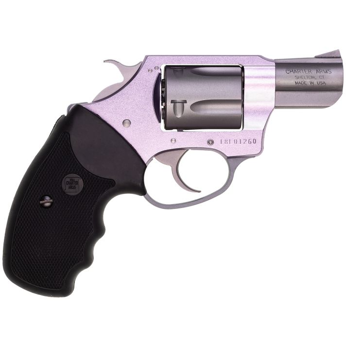 Charter Arms 53840 Undercover Lite Lavender Lady Small 38 Special 5rd 2" Stainless Steel Barrel & Cylinder, Lavender Aluminum Frame, Black Finger Grooved Rubber Grip, Exposed Hammer