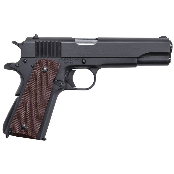 Auto-Ordnance 1911BKO 191145 ACP5" Barrel 7+1, Matte Black Carbon Steel Frame, Serrated Slide, Checkered Brown Polymer Grip, Manual Safety