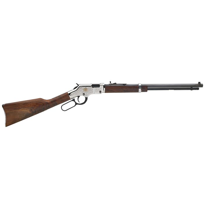 Henry H004AB Golden Boy American Beauty 22 Short, 22 Long or 22 LR Caliber with 16 LR/21 Short Capacity, 20" Blued Barrel, Nickel-Plated Metal Finish & American Walnut Stock Right Hand (Full Size)
