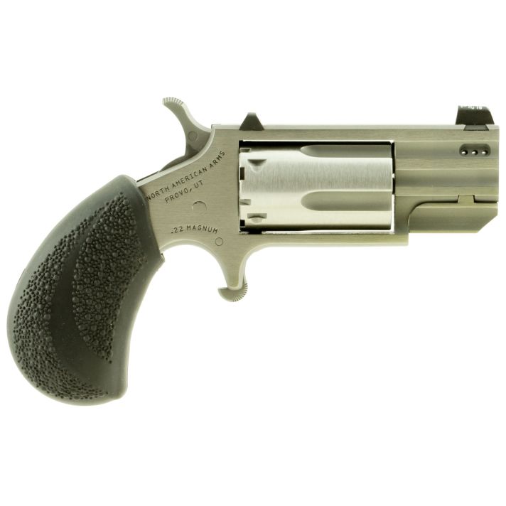 North American Arms PUGTP Pug22 WMR 5 rd 1" Ported Barrel, Overall Stainless Finish, Black Polymer Grips