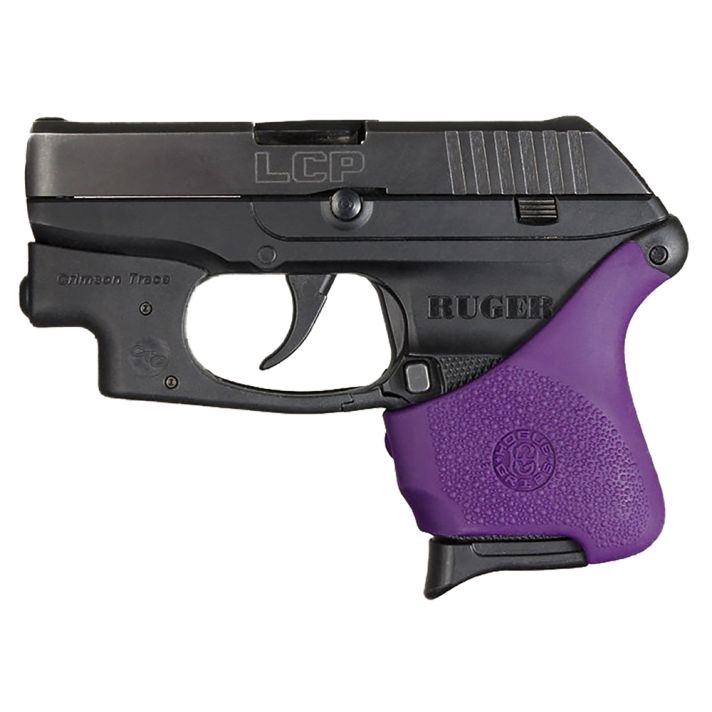 Hogue 18116 HandAll Hybrid Grip Sleeve made of Rubber with Textured Purple Finish for Ruger LCP with Crimson Trace