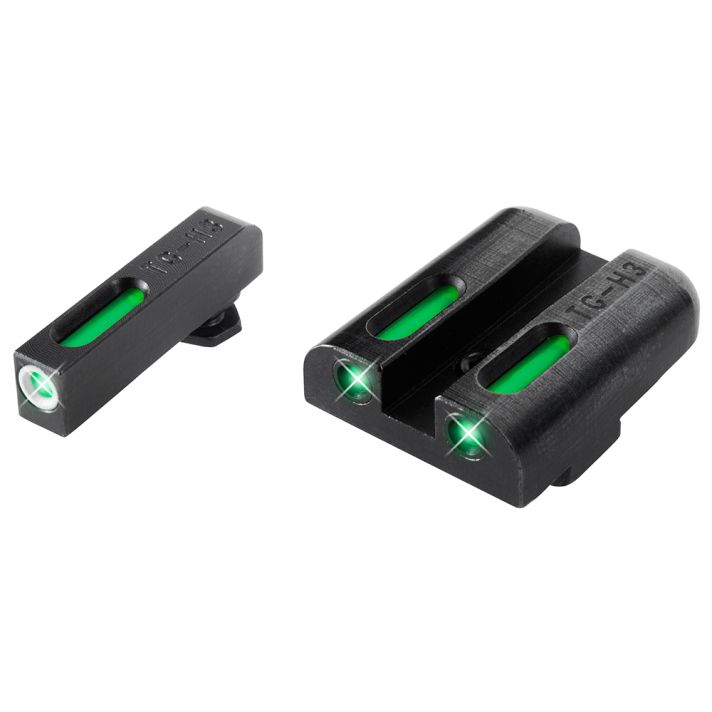 TruGlo TG13GL1A TFXLow Green/White Outline Fiber Optic/Tritium Front/Green Fiber Optic/Tritium Rear/Black Nitride Fortress Frame, Compatible w/Most Glock Except MOS, Front Post/Rear Dovetail Mount