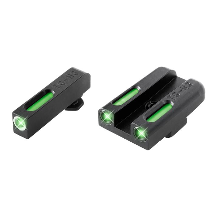 TruGlo TG13GL3A TFXGreen Fiber Optic/Tritium Front/ Green/Tritium/Fiber Optic Rear/ Black Nitride Fortress Frame, Compatible w/Most Glock Except MOS, Post Mount