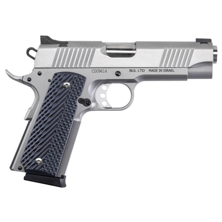Magnum Research DE1911CSS 1911C45 ACP 8+1, 4.30" Stainless Steel Bull Barrel, Matte Stainless Steel Serrated Slide & Frame w/Beavertail, Black/Gray G10 Grip, Grip Safety, Right Hand