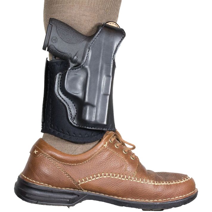 DeSantis Gunhide 014PCX7Z0 Die Hard RigAnkle Black Leather/Sheepskin Ankle Fits S&W M&P Shield 9/40 Right Hand