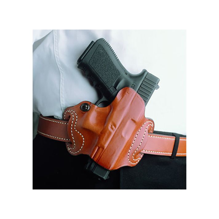 DeSantis Gunhide 086BAE1Z0 Mini SlideOWB Black Leather Belt Slide Compatible w/Most Glock Belt 1.75" Wide Right Hand