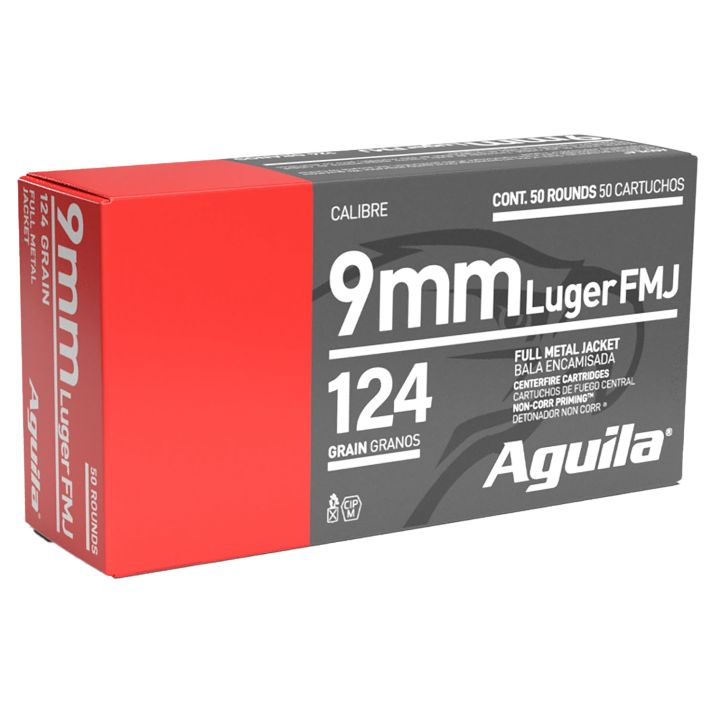 Aguila 1E092110 Target & Range Handgun 9mm Luger 124gr Full Metal Jacket 50 Per Box/20 Case