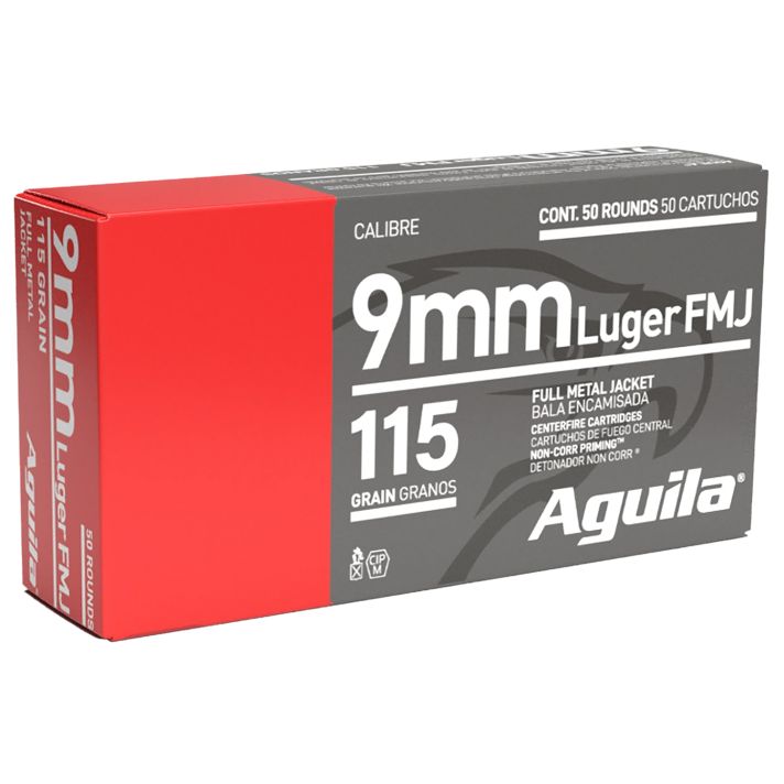 Aguila 1E097704 Target & Range Handgun 9mm Luger 115gr Full Metal Jacket 50 Per Box/20 Case