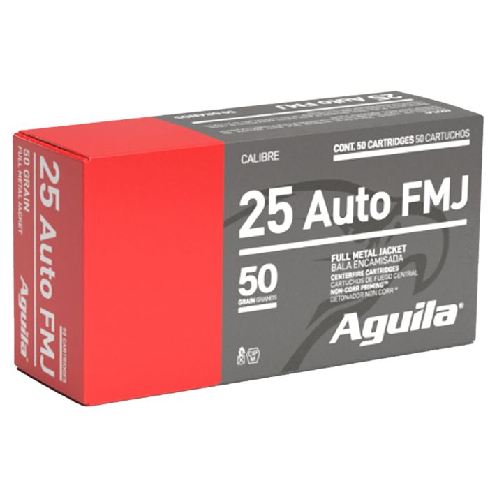Aguila 1E252110 Target & Range Handgun 25ACP 50gr Full Metal Jacket 50 Per Box/20 Case