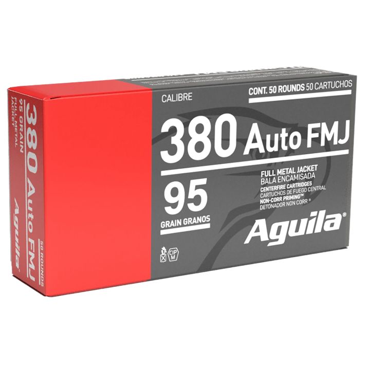 Aguila 1E802110 Target & Range Handgun 380ACP 95gr Full Metal Jacket 50 Per Box/20 Case
