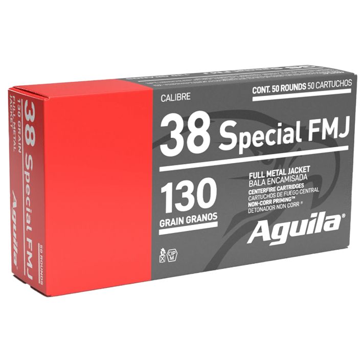 Aguila 1E382521 Target & Range Handgun 38Special 130gr Full Metal Jacket 50 Per Box/20 Case