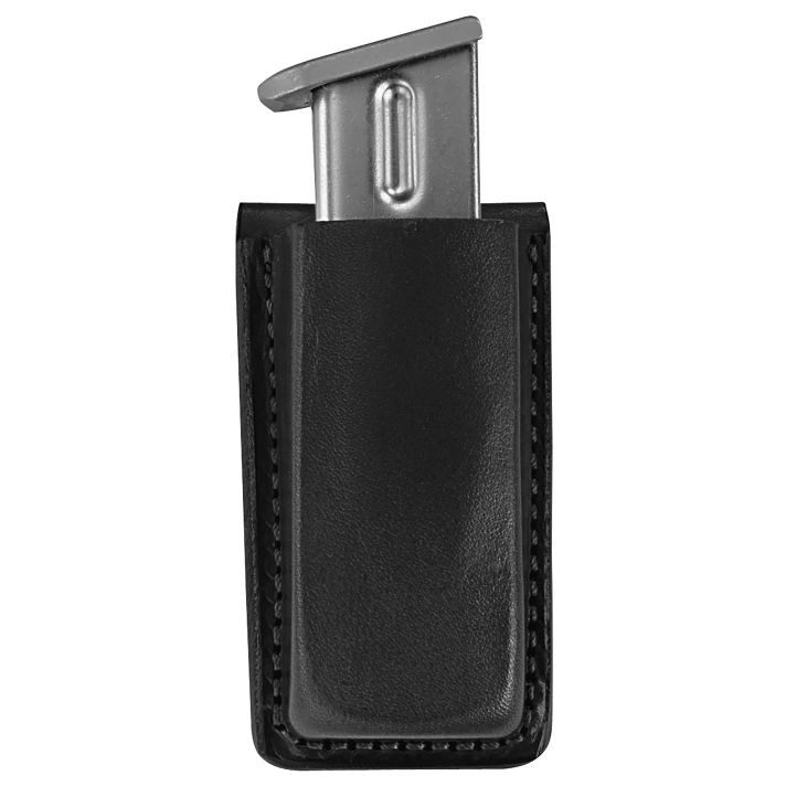 Bianchi 18056 Open Top Mag PouchSingle Black Leather Belt Clip, Belts 1.75" Wide Compatible w/Glock 17/19/22/23/30/S&W 9/40F/M&P 9/40