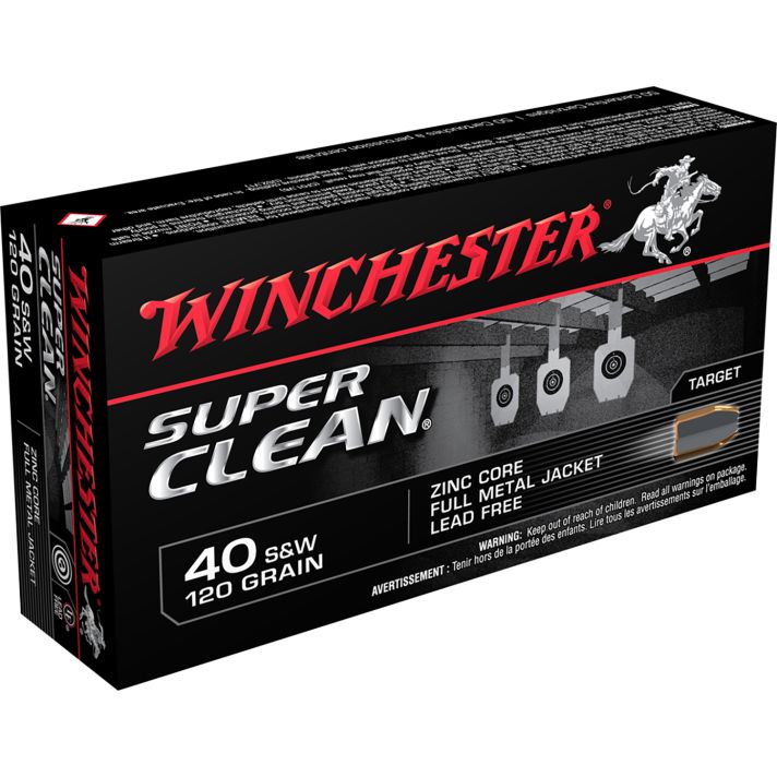 Winchester Ammo W40SWLF Super Clean40S&W 120gr Lead Free Full Metal Jacket 50 Per Box/10 Case