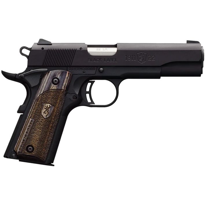 Browning 051814490 1911-22 Black Label Full Size Frame 22 LR 10+1, 4.25" Stainless Steel Barrel, Matte Black Serrated Slide & Polymer Frame w/Beavertail