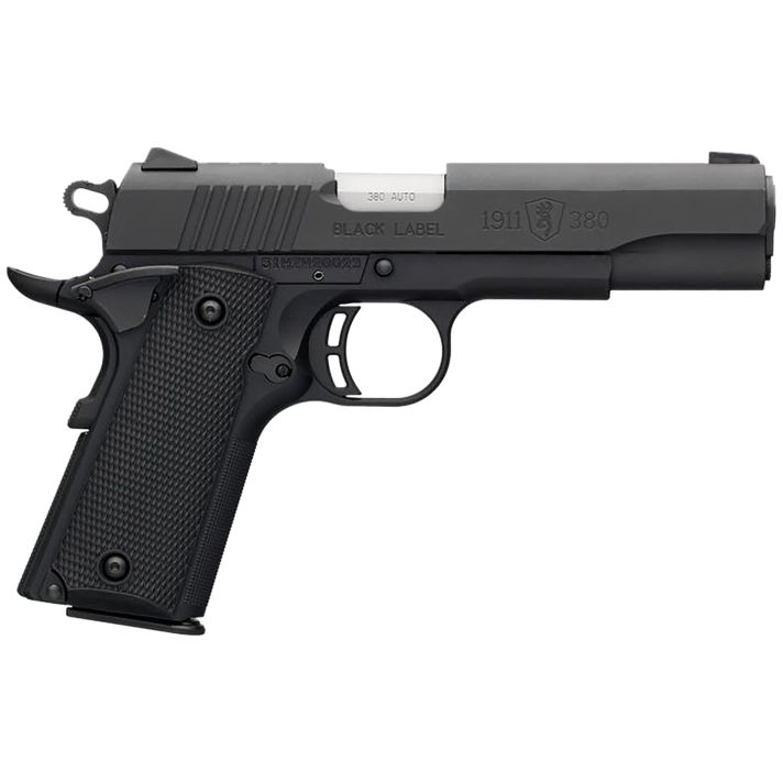 Browning 051904492 1911-380 Black Label Full Size Frame 380 ACP 8+1 4.25" Matte Stainless Steel Barrel, Serrated Steel Slide, Matte Black Composite Frame w/Beavertail, Black Polymer Grip, Right Hand