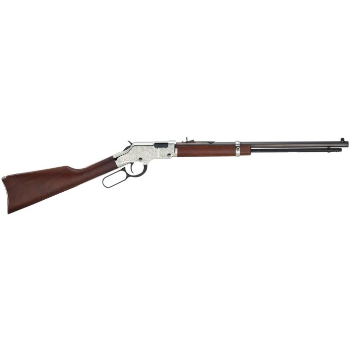 Henry H004SEV Silver EagleFull Size 17 HMR 11+1 20" Blued Octagon Barrel, Nickel-Plated Steel Receiver, American Walnut Stock Right Hand