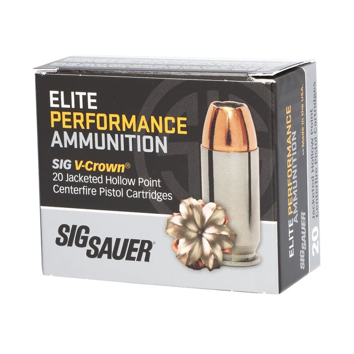 Sig Sauer E40SW220 Elite Performance40S&W 180gr V-Crown Jacketed Hollow Point 20 Per Box/10 Case