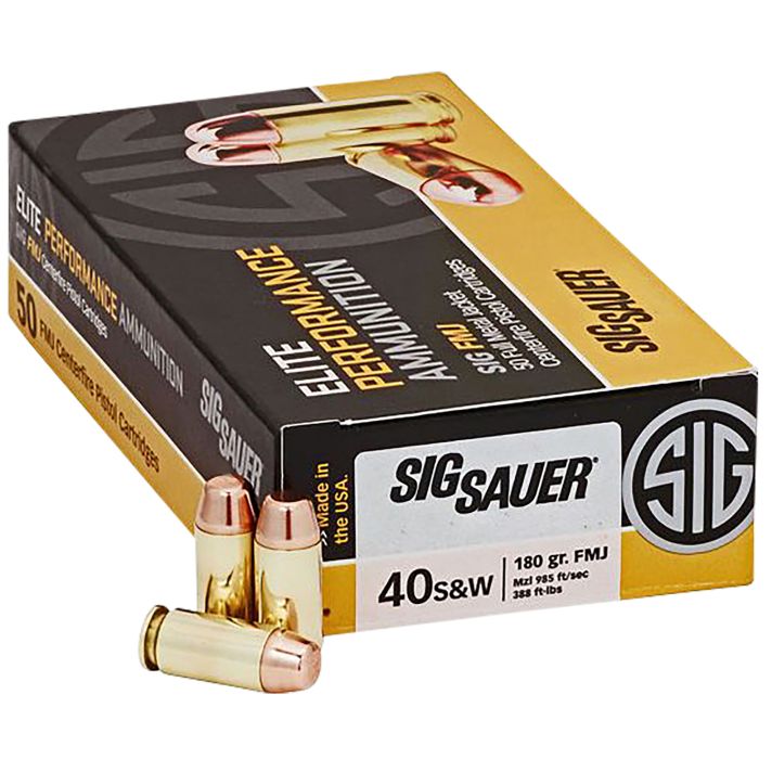 Sig Sauer E40SB250 Elite Ball40S&W 180gr Full Metal Jacket 50 Per Box/20 Case