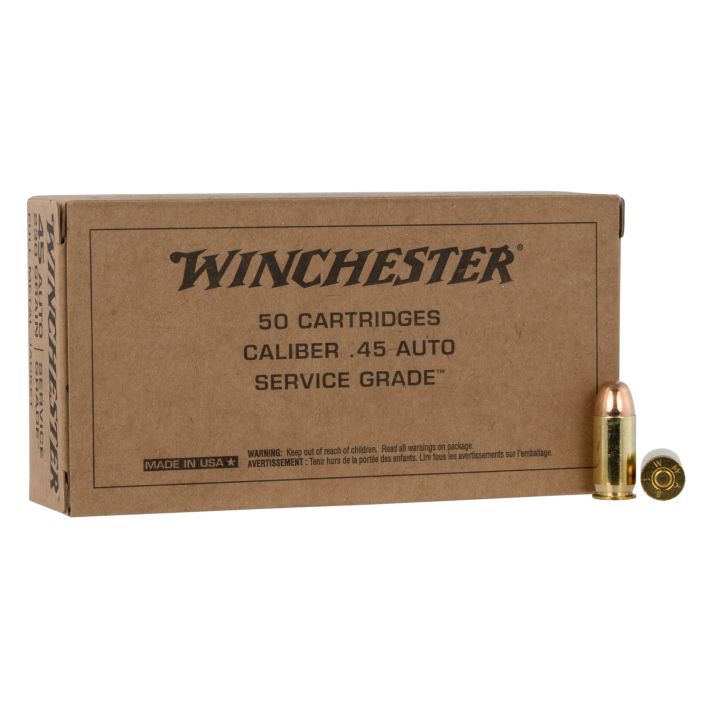 Winchester Ammo SG45W USA Service Grade 45ACP 230gr Full Metal Jacket 50 Per Box/10 Case