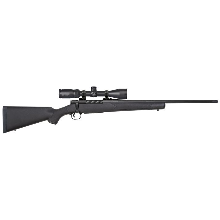 Mossberg 27932 Patriot243 Win Caliber with 5+1 Capacity, 22" Fluted Barrel, Matte Blued Metal Finish & Black Synthetic Stock Right Hand (Full Size) Includes Vortex Crossfire II 3-9x40mm Scope