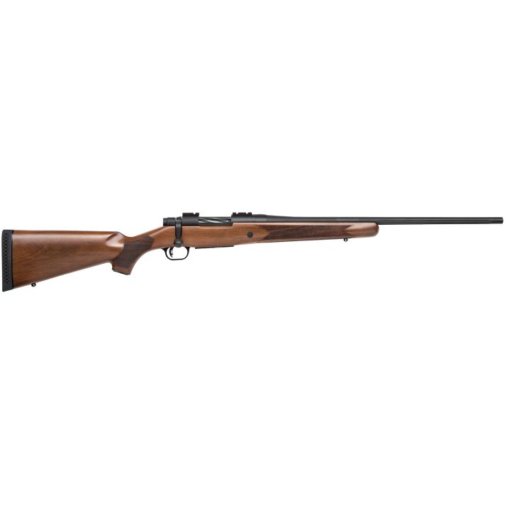 Mossberg 27835 Patriot243 Win 5+1 22" Matte Blued Fluted Barrel, Drilled & Tapped Matte Blued Stainless Steel Receiver, Walnut Fixed Stock, Right Hand