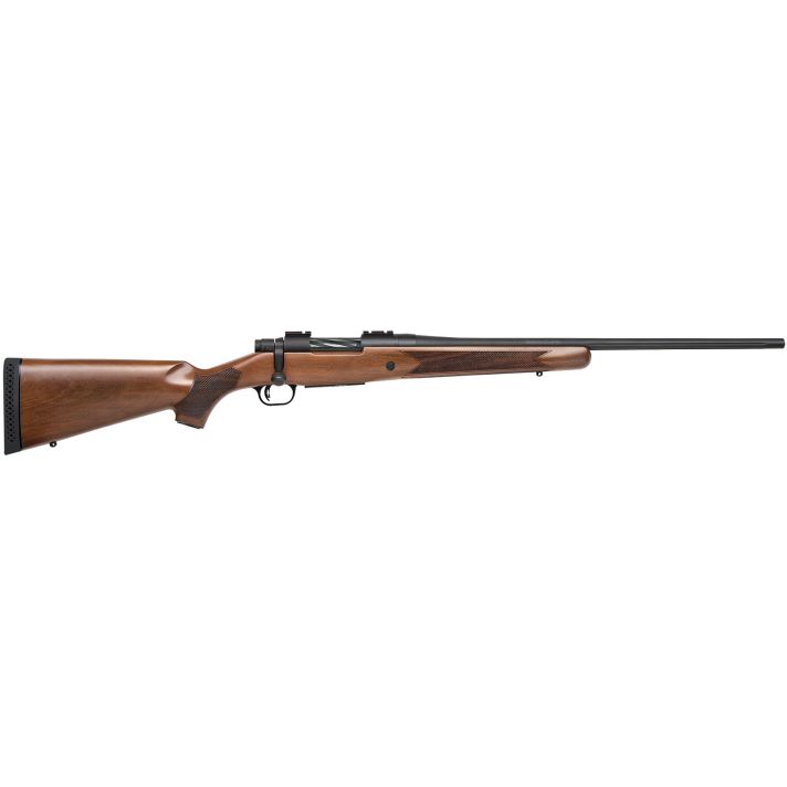 Mossberg 27841 PatriotFull Size 22-250 Rem 5+1 22" Matte Blued Fluted Barrel, Drilled & Tapped Matte Blued Stainless Steel Receiver, Walnut Fixed Stock, Right Hand