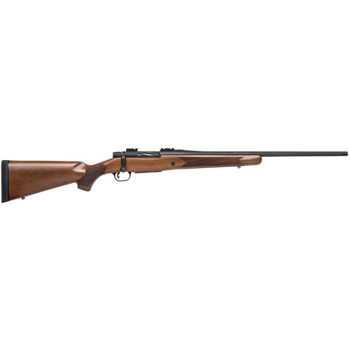 Mossberg 27849 PatriotFull Size 7mm-08 Rem 5+1 22" Matte Blued Fluted Barrel, Drilled & Tapped Matte Blued Stainless Steel Receiver, Walnut Fixed Stock, Right Hand