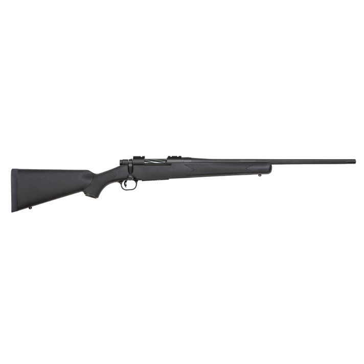 Mossberg 27851 PatriotFull Size 7mm-08 Rem 4+1 22" Matte Blued Fluted Barrel, Drilled & Tapped Matte Blued Stainless Steel Receiver, Black Fixed Synthetic Stock, Right Hand