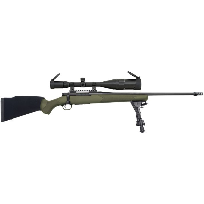 Mossberg 27924 Patriot Night Train 308 Win Caliber with 5+1 Capacity, 22" Threaded/Fluted Barrel, Matte Blued Metal Finish & OD Green Synthetic Stock Right Hand (Full Size) Includes 6-24x50mm Scope