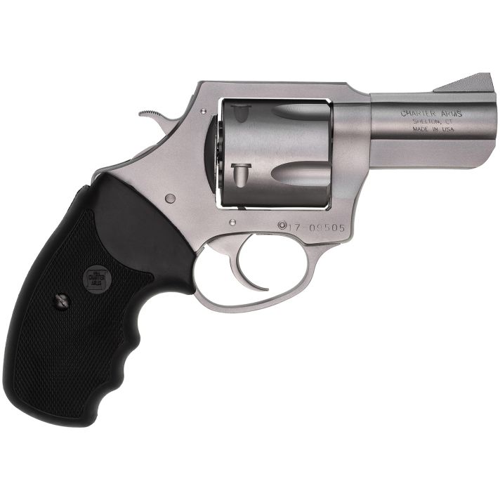 Charter Arms 74520 Pitbull45 ACP 5rd, 2.50" Matte Stainless Steel Barrel, Cylinder & Frame, Standard Hammer, Finger Grooved Black Rubber Grip