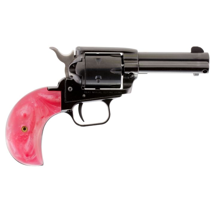 Heritage Mfg RR22MB3BHPNK Rough Rider22 LR/22 WMR 6 Shot, 3.50" Black Steel Barrel, Black Zinc Alloy Frame, Black Cylinder, Pink Pearl Grip, Hammer/Thumb Safety, Exposed Hammer