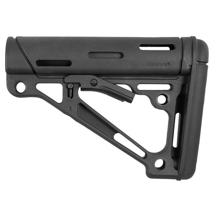 Hogue 15050 OverMolded Collapsible Buttstock Black OverMolded Rubber Black for AR15, M16, M4 with Commercial Tube (Tube Not Included)