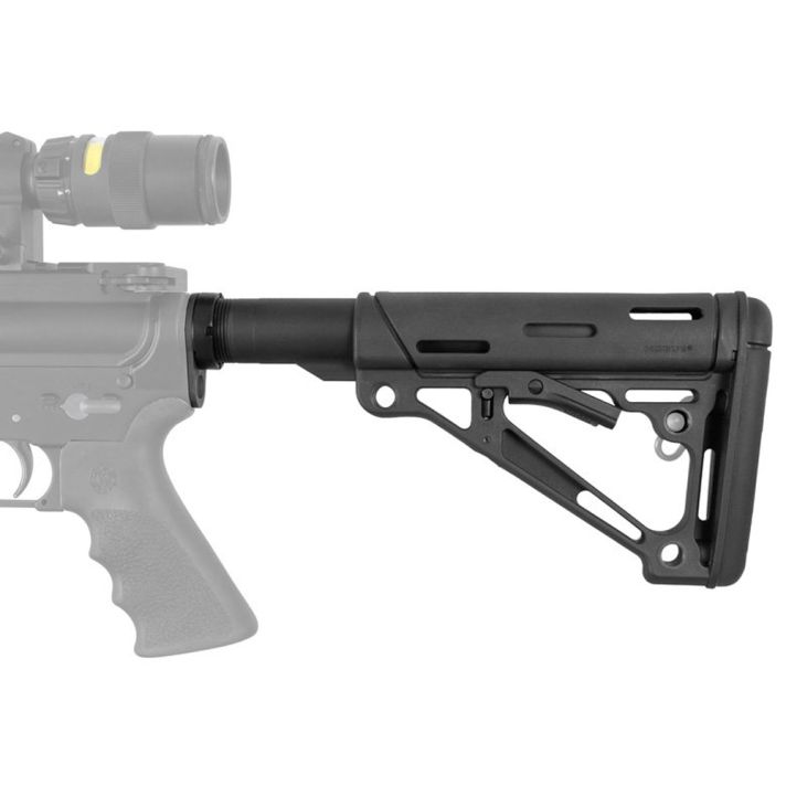 Hogue 15045 OverMolded Collapsible Buttstock Black OverMolded Rubber Black & Mil-Spec Tube for AR15, M16, M4