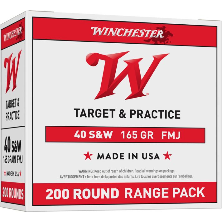 Winchester Ammo USA40W USA Range Pack 40S&W 165gr Full Metal Jacket 200 Per Box/3 Case