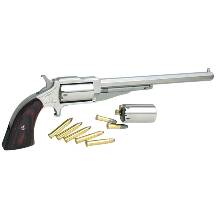 North American Arms 18606C Earl Hogleg *CA Compliant 22 LR/22 Mag 5 Shot 6" Satin Steel Barrel & Frame/Stainless Cylinder/Rosewood Boot Grips