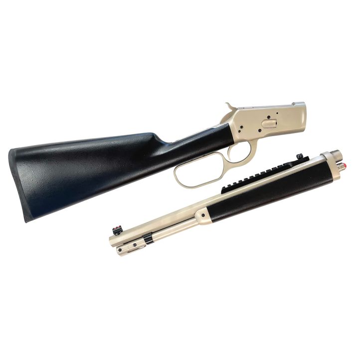 Taylors & Company 220081 1892 Alaskan Take-Down 44 Rem Mag Caliber with 7+1 Capacity, 16" Barrel, Matte Chrome Metal Finish & SoftTouch Black Synthetic Stock Right Hand (Full Size)