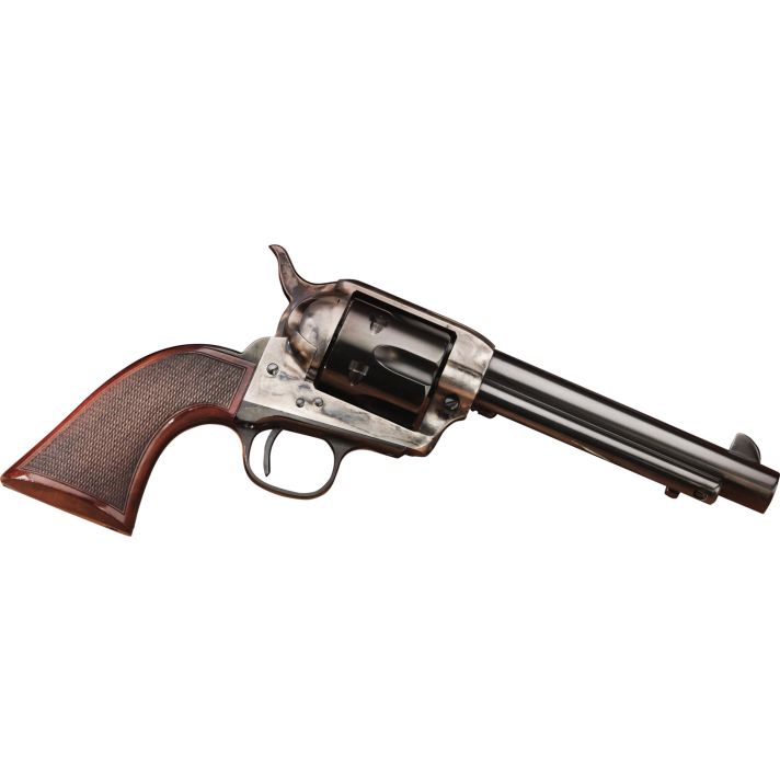Taylors & Company 556205DE Short Stroke Smoke Wagon357 Mag 6rd 5.50" Blued Cylinder & Barrel Color Case Hardened Steel Frame Checkered Walnut Navy Size Grip (Taylor Tuned)