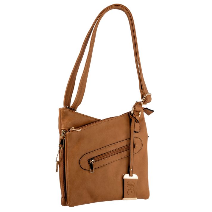 Bulldog BDP032 Cross Body Purse w/Holster Tan Leather for Small Autos & Revolvers Ambidextrous Hand
