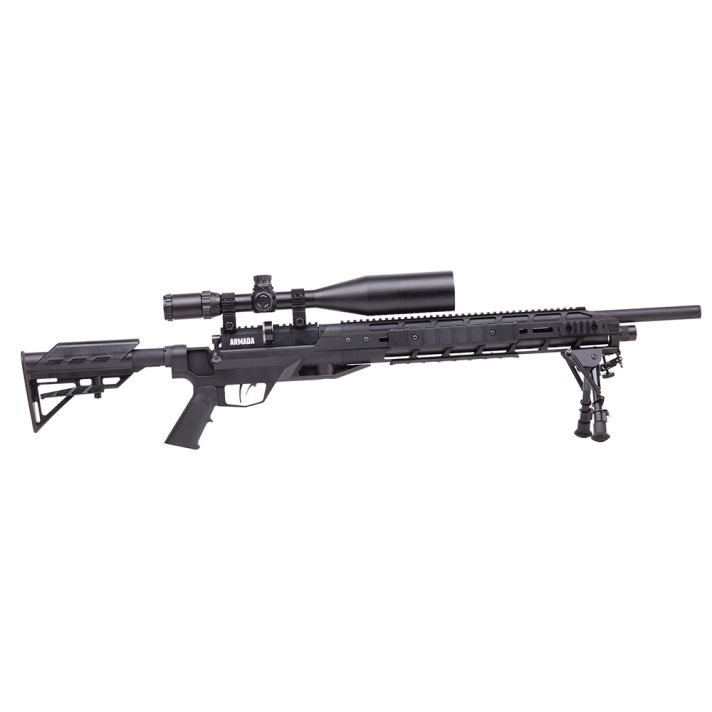 Benjamin BTAP22SX Tactical ArmadaPCP 22 Pellet 10+1 Shot Black Black Receiver Black M4 Telescopic Stock Scope 4-16x50mm AO