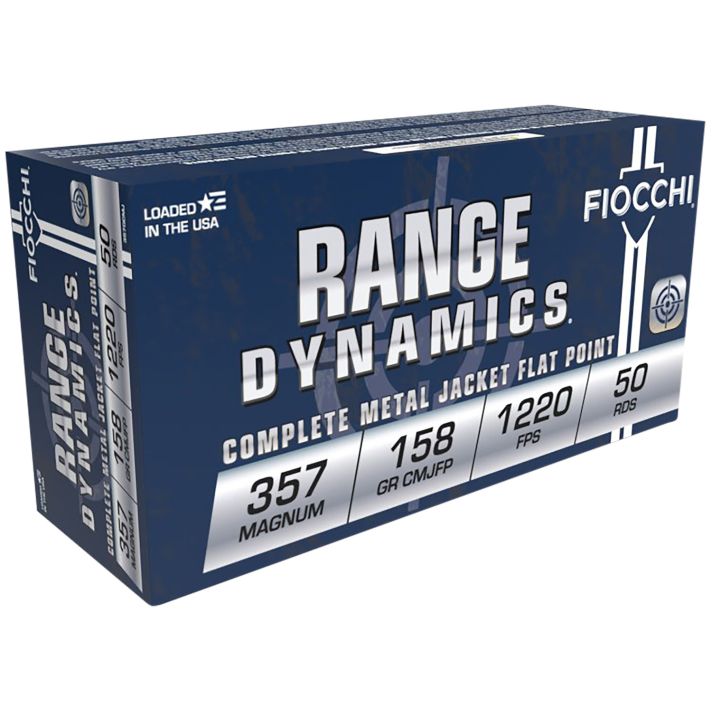 Fiocchi 357GCMJ Range Dynamics357Mag 158gr Copper Metal Jacket Flat Point 50 Per Box/20 Case