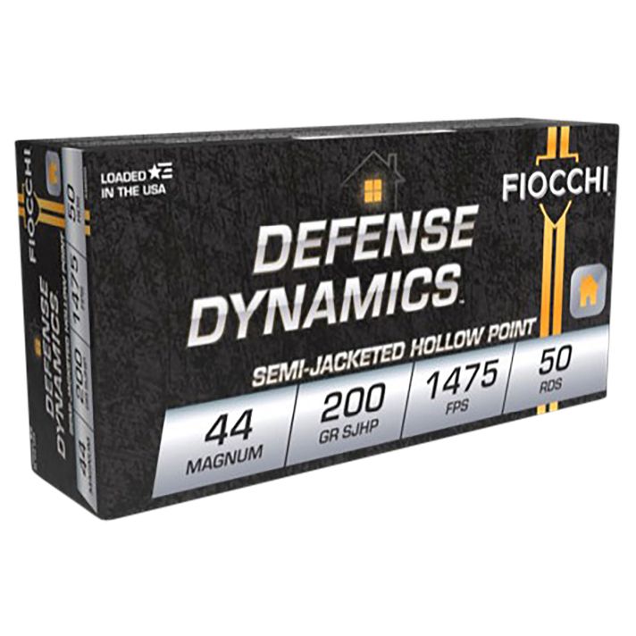 Fiocchi 44B500 Defense Dynamics44RemMag 200gr Semi Jacketed Hollow Point 50 Per Box/10 Case