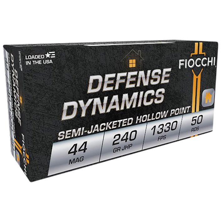 Fiocchi 44D500 Defense Dynamics44RemMag 240gr Jacketed Hollow Point 50 Per Box/10 Case
