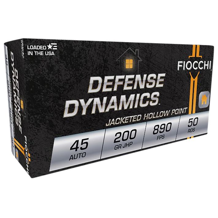 Fiocchi 45B500 Defense Dynamics45ACP 200gr Jacketed Hollow Point 50 Per Box/10 Case