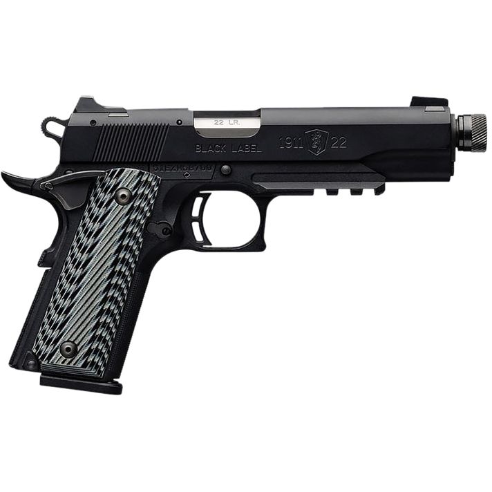 Browning 051820490 1911-22 Black Label SR Full Size 22 LR 10+1, 4.88" Stainless Steel Threaded Barrel, Matte Black Serrated Slide & Polymer Frame w/Beavertail & Picatinny Rail