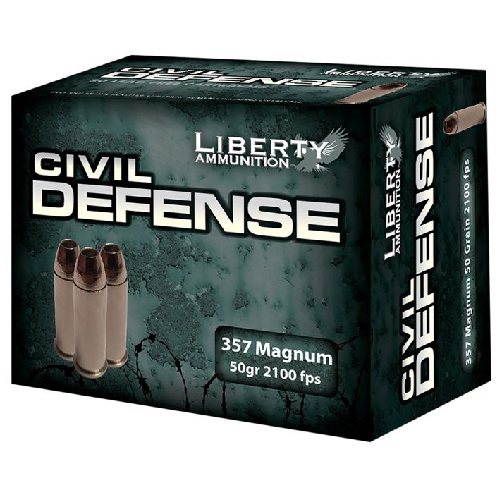 Liberty Ammunition LACD357030 Civil Defense357Mag 50gr Lead Free Fragmenting Hollow Point 20 Per Box/50 Case