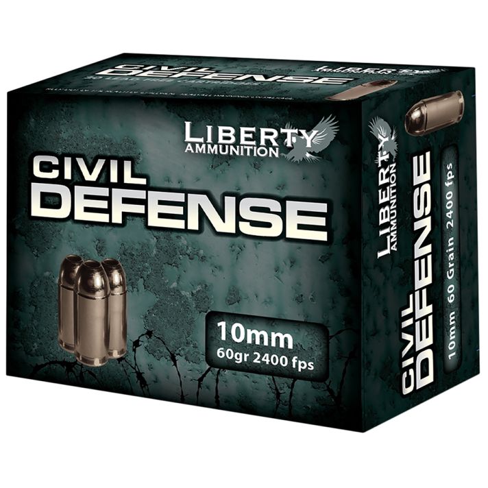 Liberty Ammunition LACD10032 Civil Defense10mmAuto 60gr Lead Free Fragmenting Hollow Point 20 Per Box/50 Case