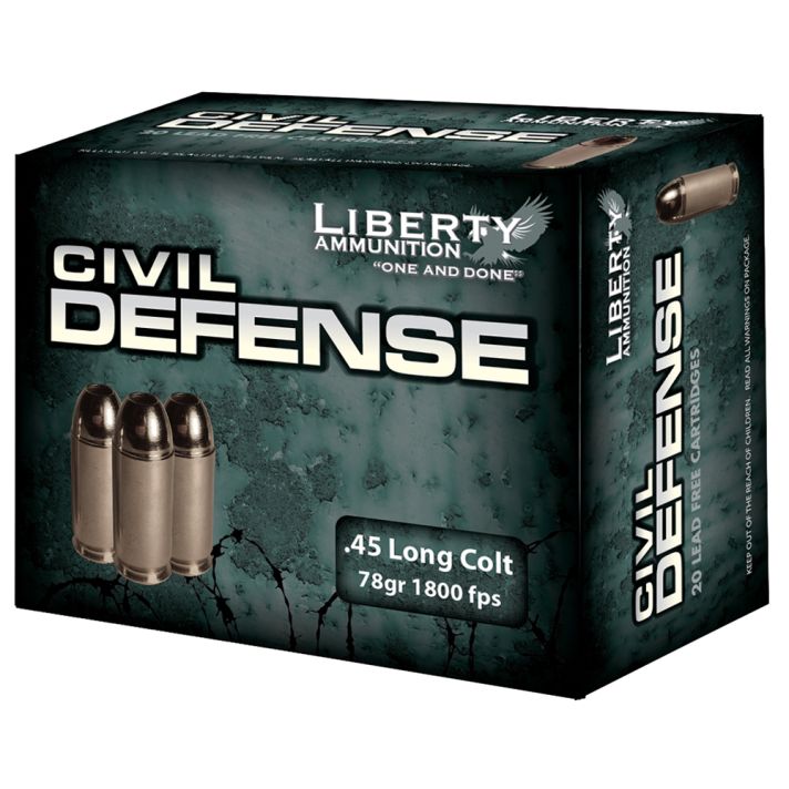 Liberty Ammunition LACD45031 Civil Defense45Colt 78gr Lead Free Fragmenting Hollow Point 20 Per Box/50 Case