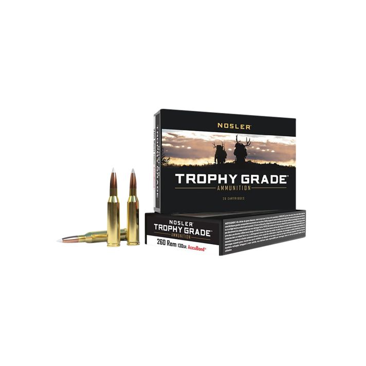 Nosler 60024 Trophy Grade260Rem 130gr Nosler AccuBond 20 Per Box/10 Case